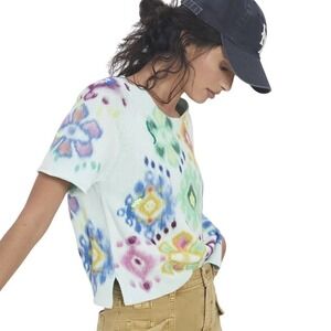 Anthropologie Knit Top Sz Medium Abstract Cotton Pullover Ikat Art Festival